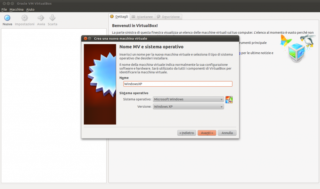 Windows in Ubuntu Linux con VirtualBox