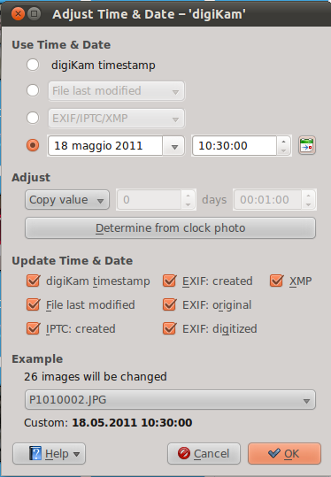 Digikam - Adjust time and date