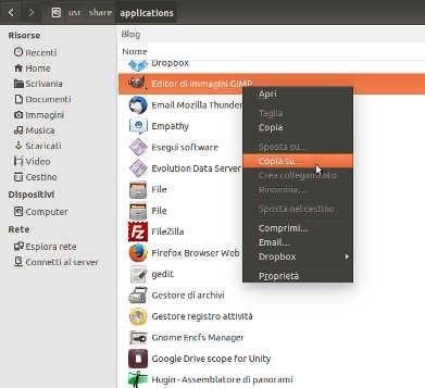 Creare il collegamento di un App sul Desktop in Ubuntu