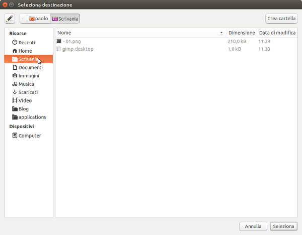 Creare il collegamento di un App sul Desktop in Ubuntu