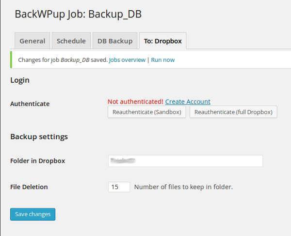 Backup WordPress Dropbox